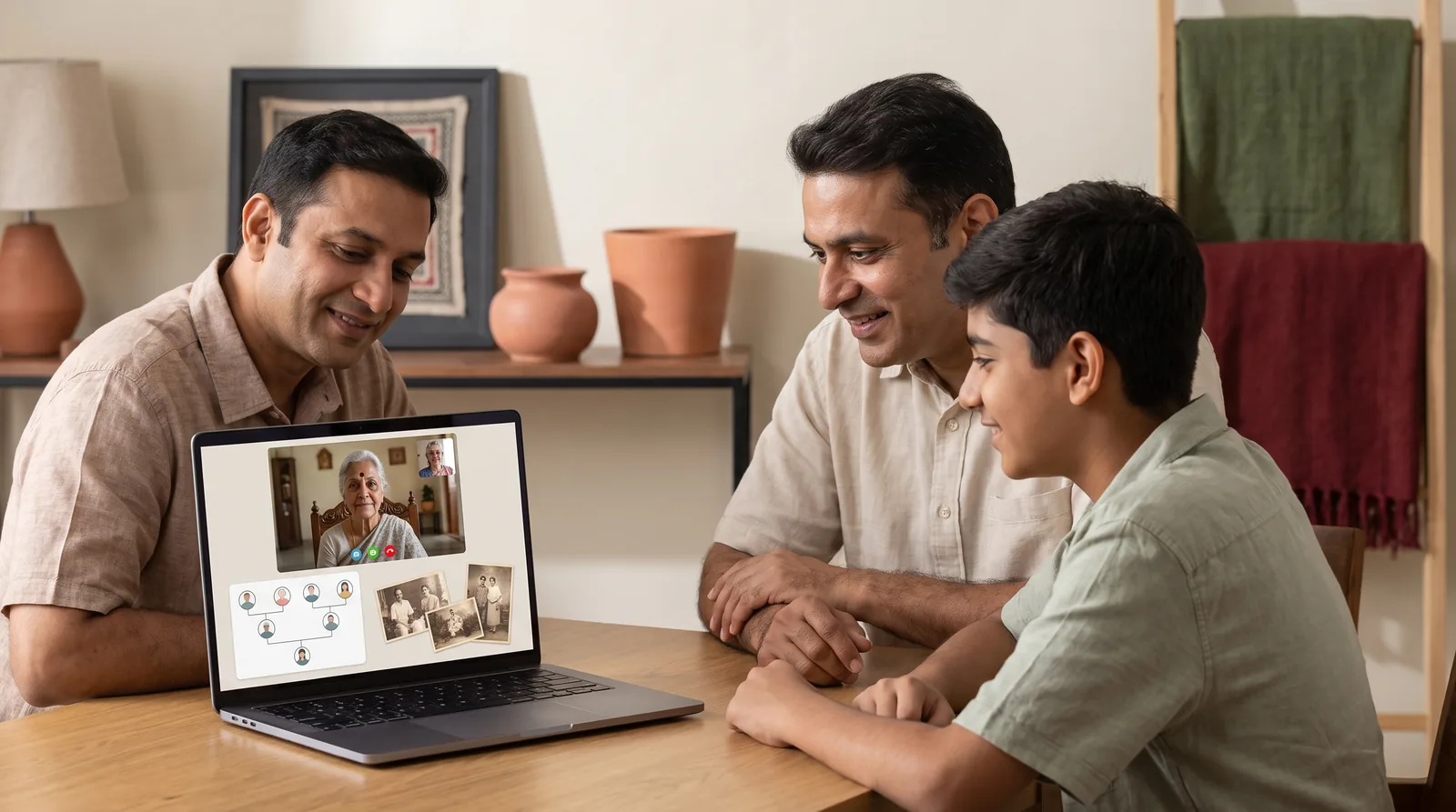 Indian family abroad arranging ritual guidance remotely