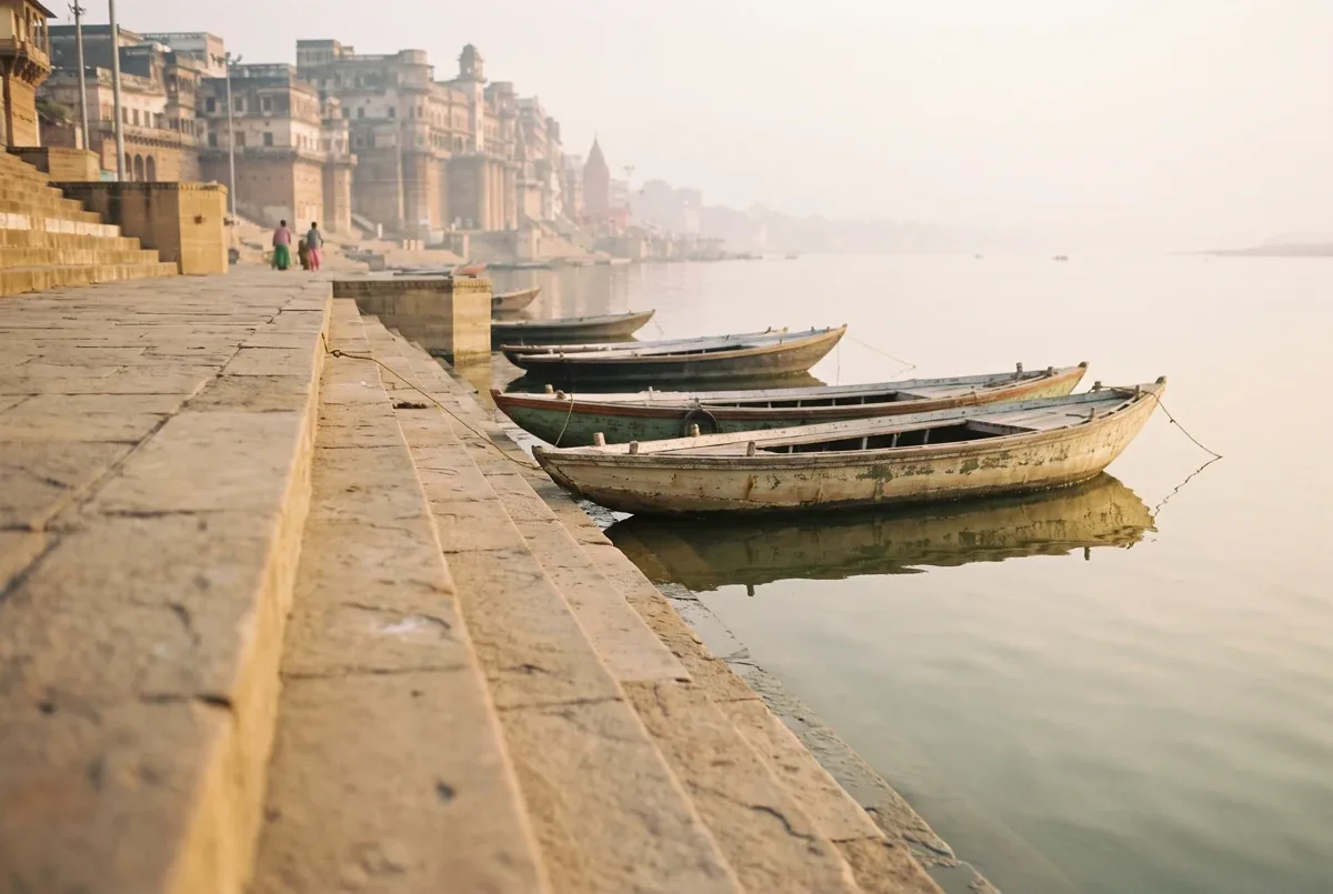 Illustrative morning gathering at a riverside ghat